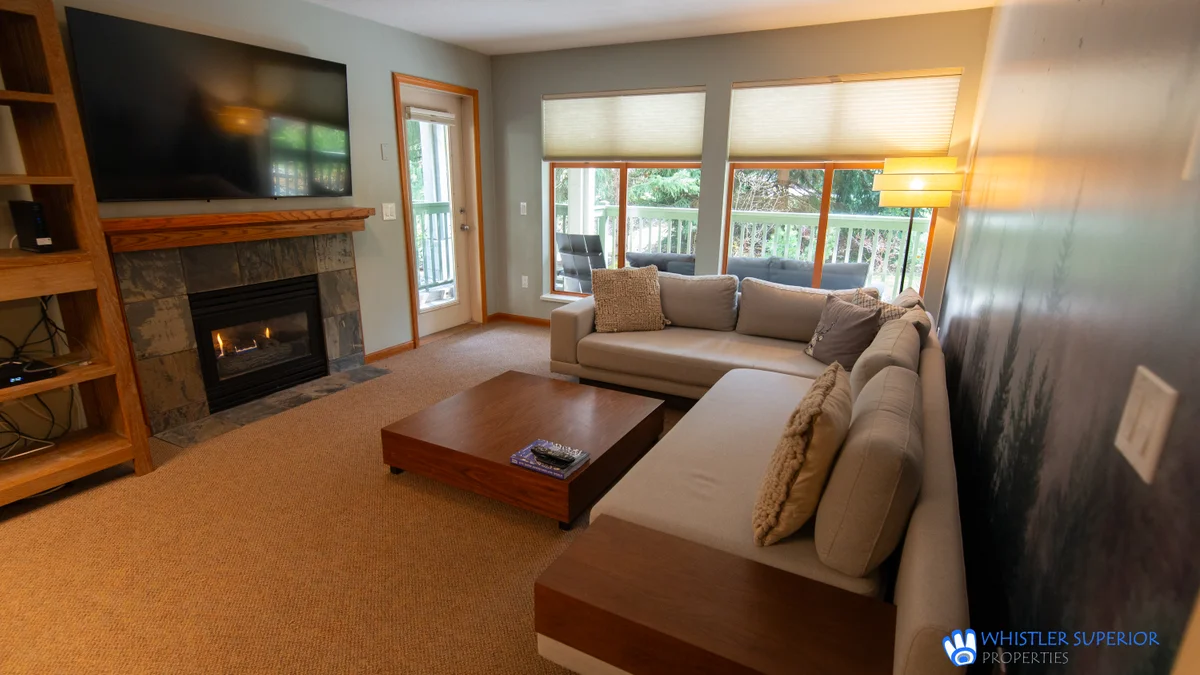 Open plan living area and access to patio