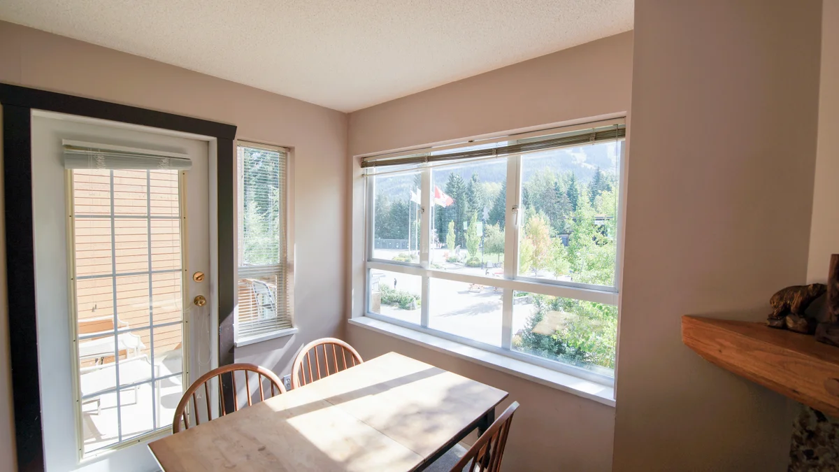 Dining area with views of the Olympic plaza