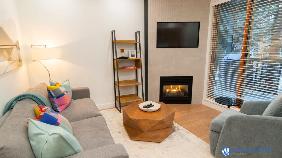 Living area with fireplace
