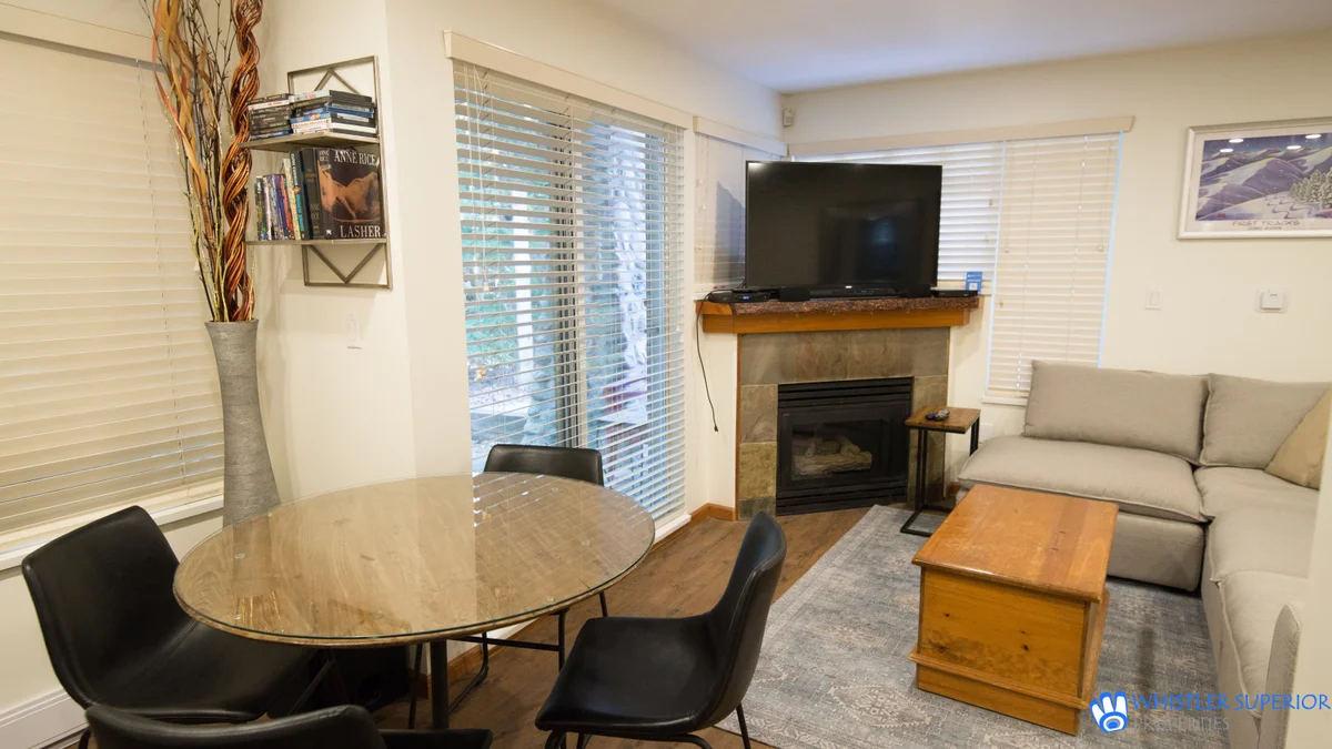 Dining area next to living room