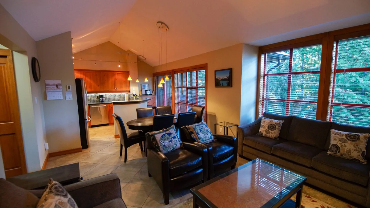 Open plan kitchen, living and dining area