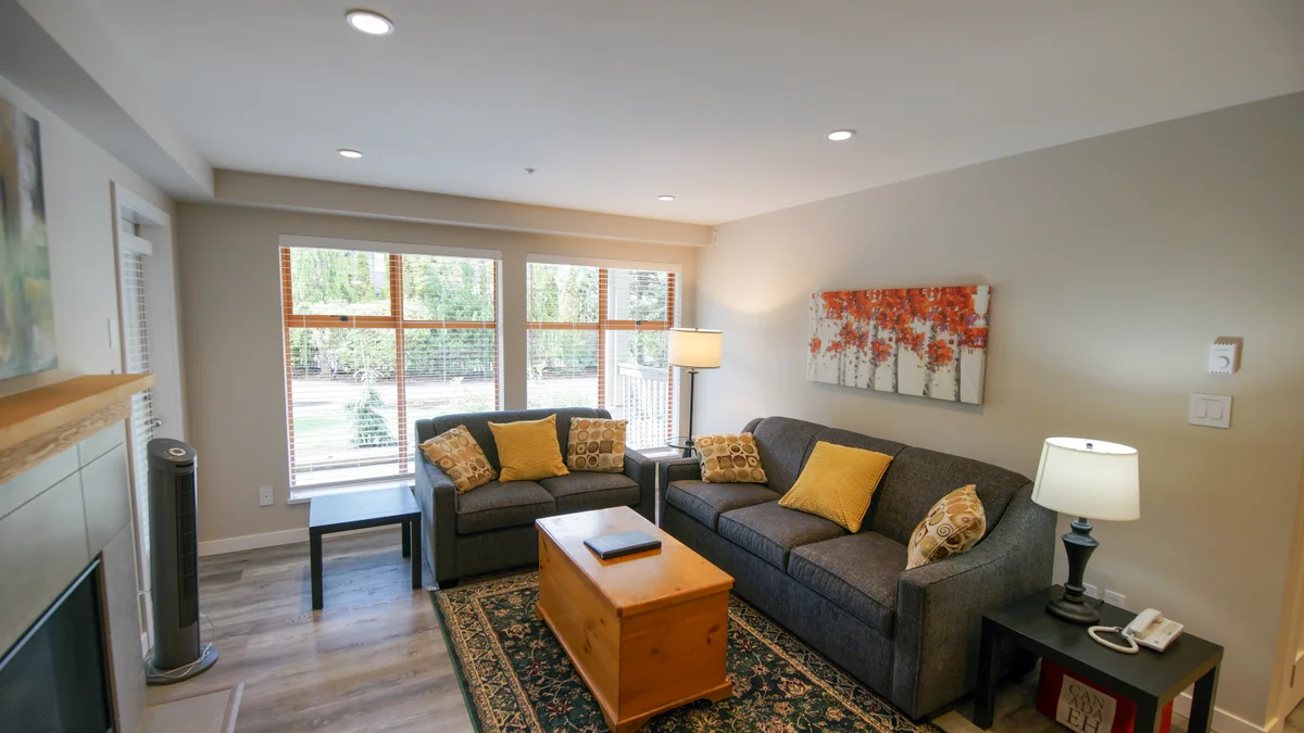 Living area with fireplace