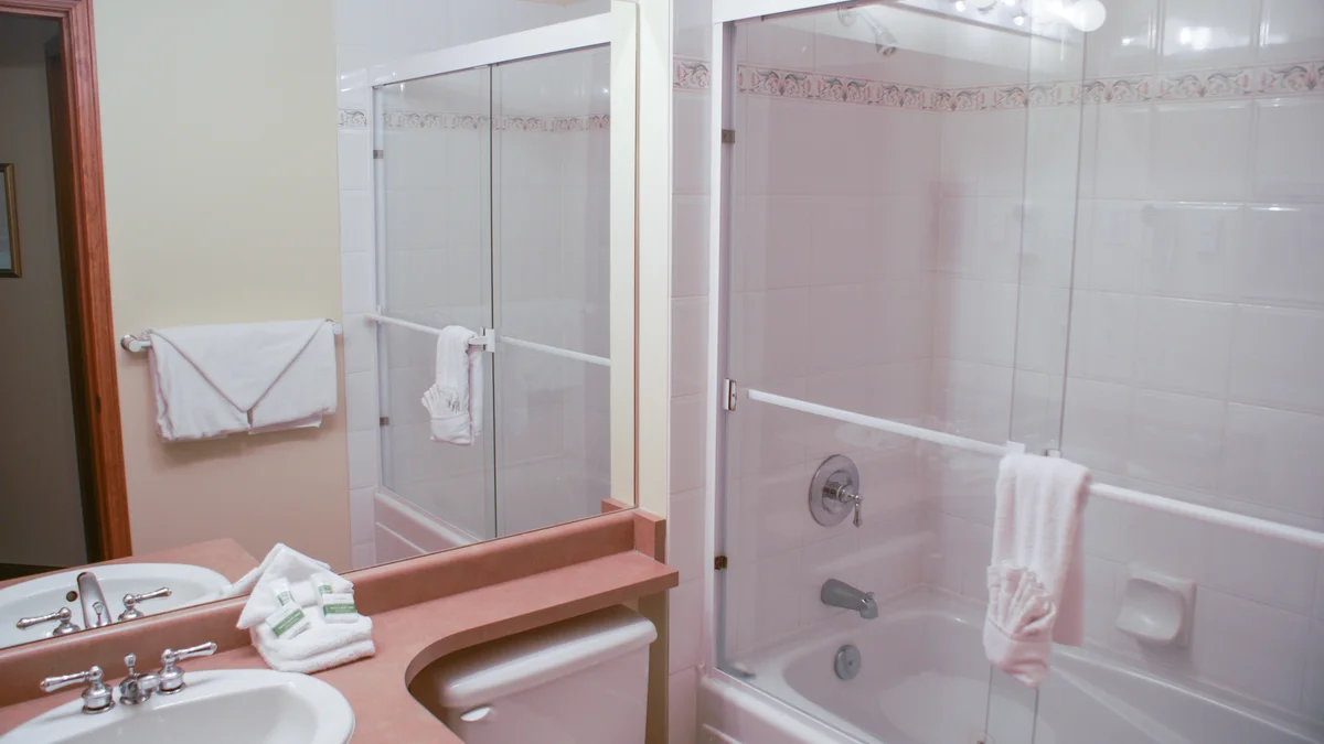 Washroom with shower and bathtub