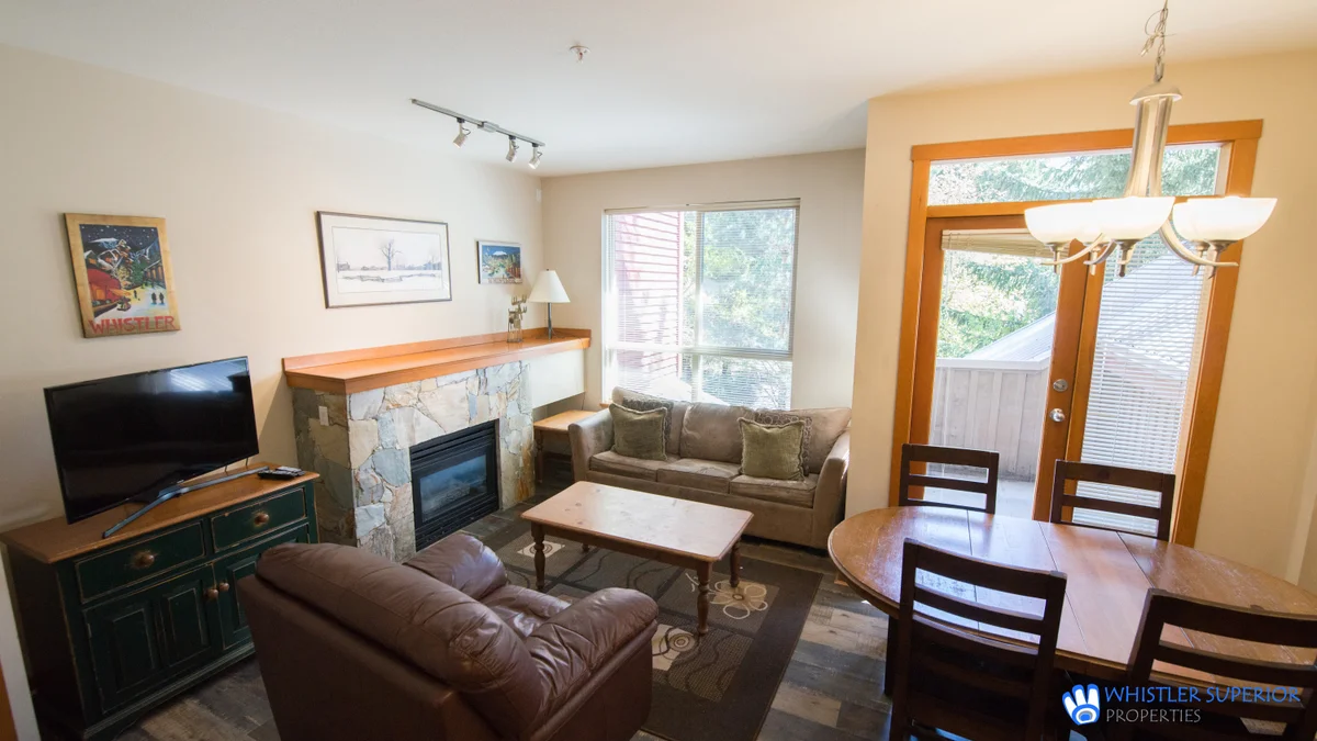 Living area with fireplace