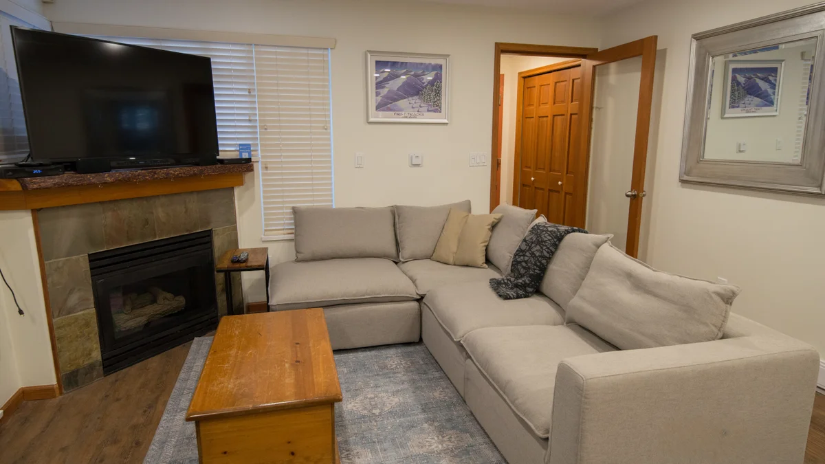 Living area with fireplace