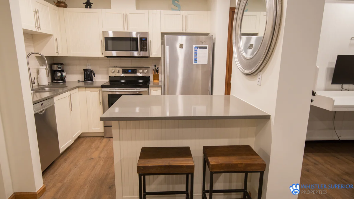 Kitchen bar with seating for two