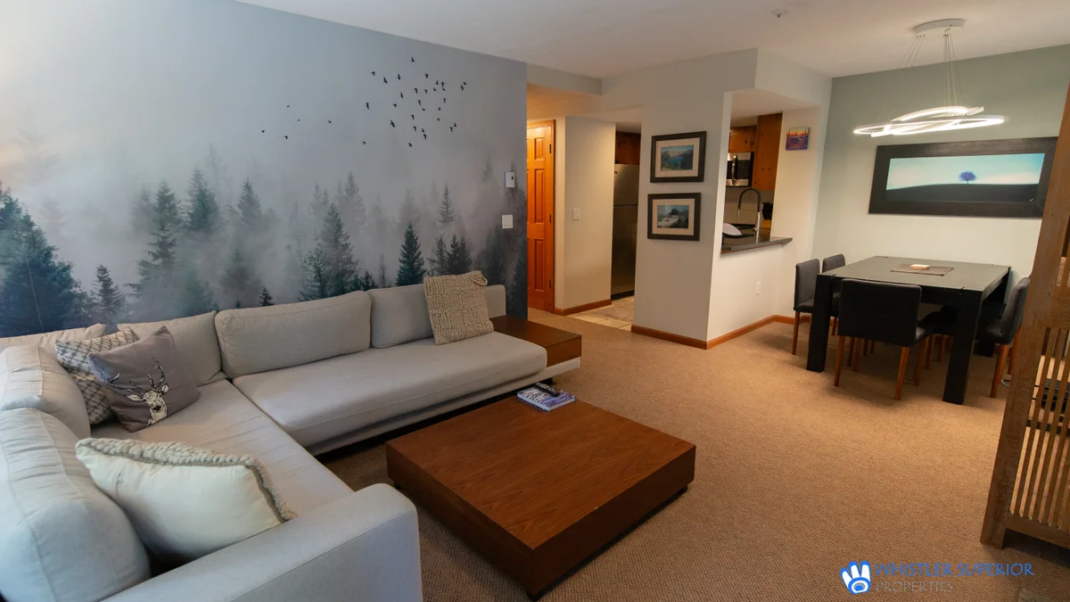 View from patio door into living area