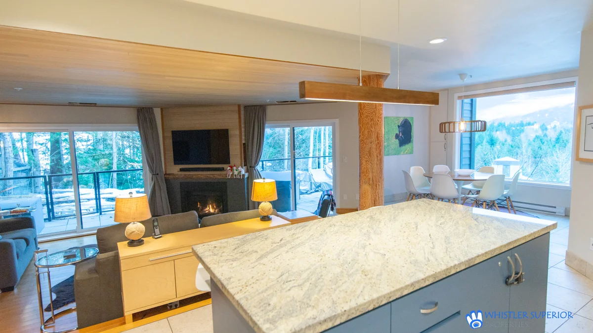 Modern kitchen with granite countertops