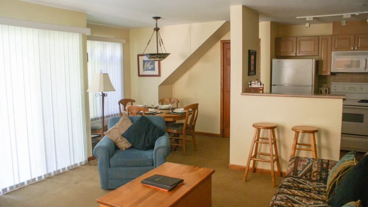 Open plan living, dining and kitchen area