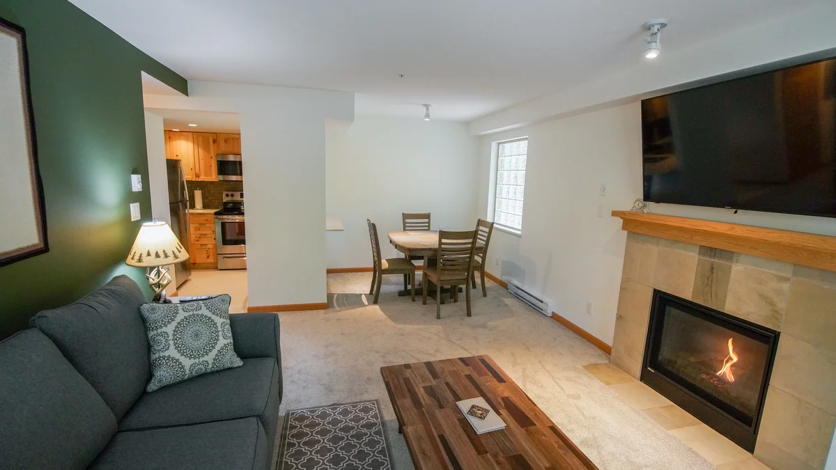 Open plan living, dining and kitchen area