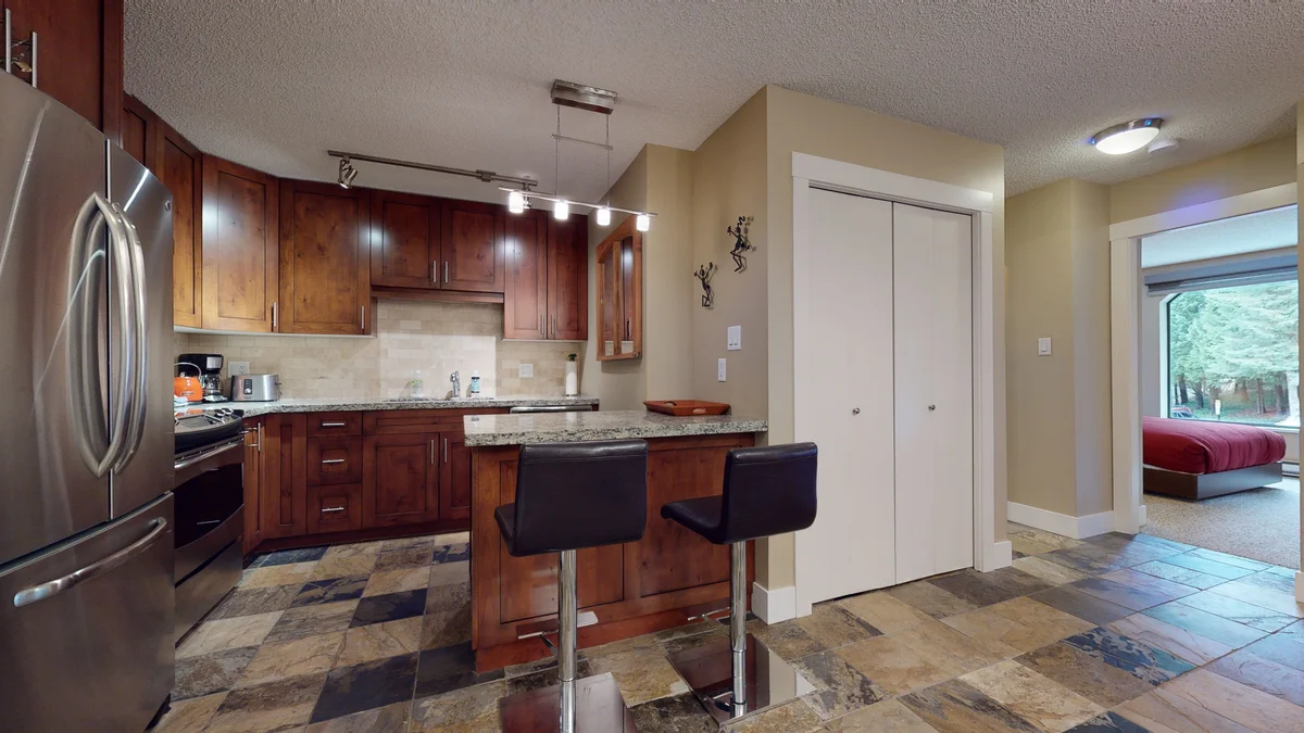 Kitchen with granite countertops