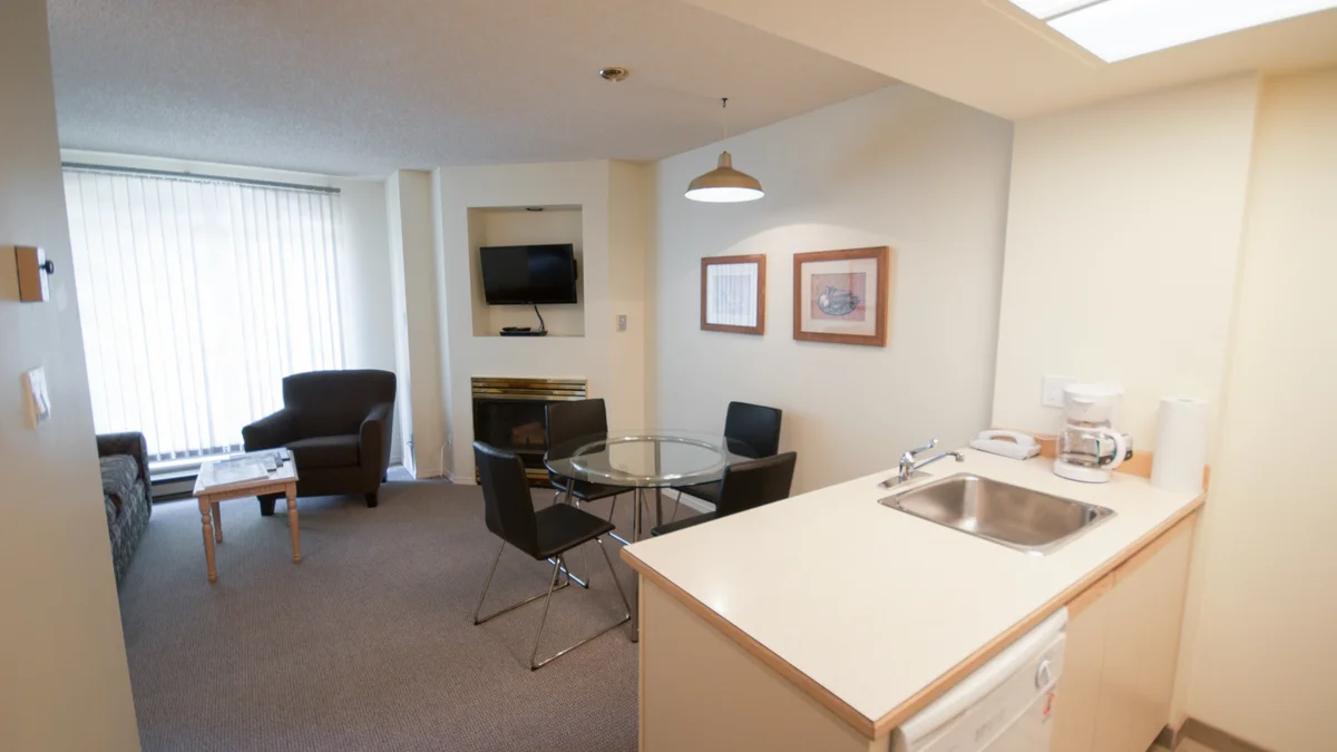 Open plan living, dining and kitchen area