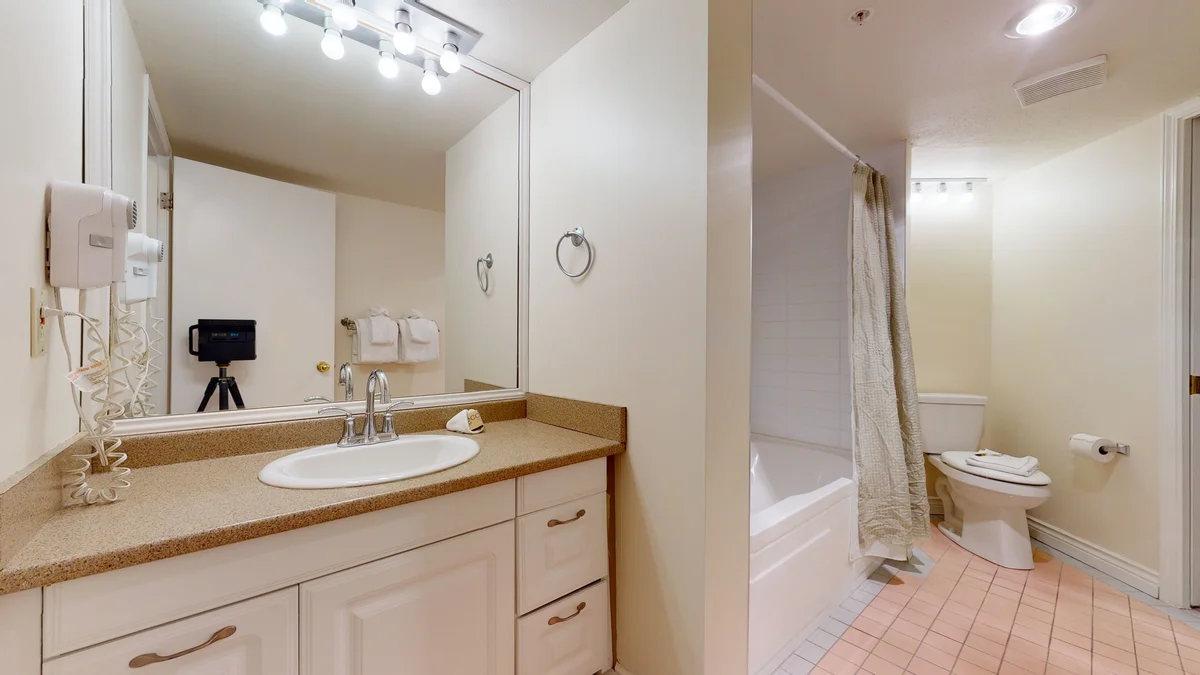 Vanity in bathroom