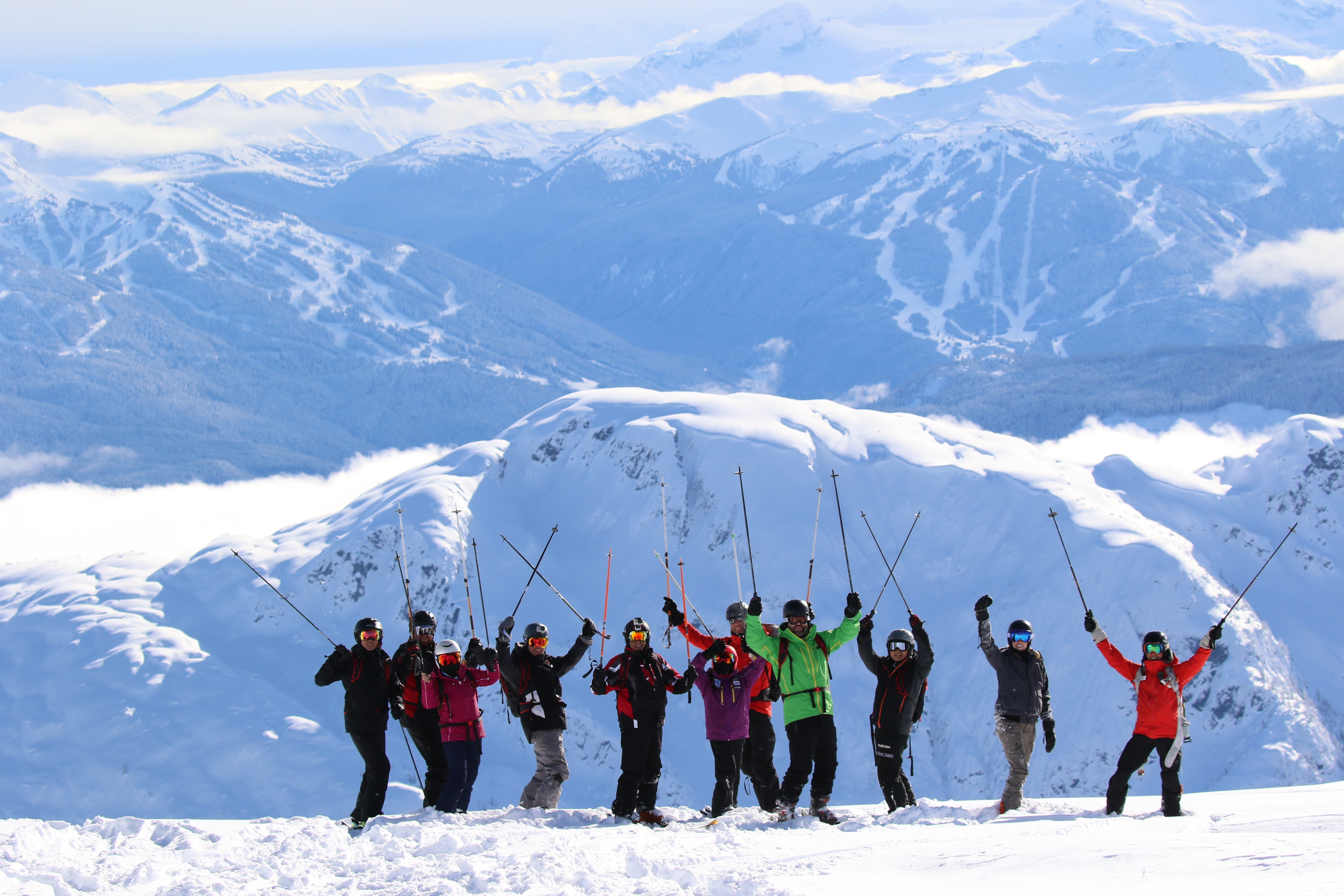 Heli-skier in deep powder near Whistler